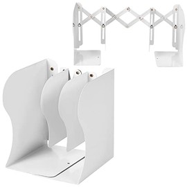 Metal Bookends for Heavy Books, Sturdy Book Stopper to Hold Books Heavy Duty, Adjustable Book Ends for Office & School (White)