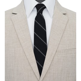 BELLUNO 2.5 inch Skinny Tie for Men, Cotton Linen Slim Striped Neckties Black