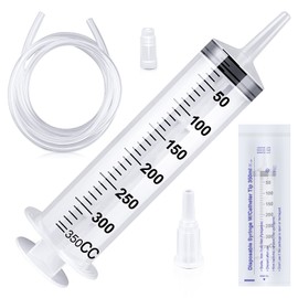 Large Syringe 350ml, Large Capacity Plastic Syringe with 1m Tube, for Liquids, Oil or Glue Applicator, Experiments, Pet Feeding, Plant irrigation Labor Science Use