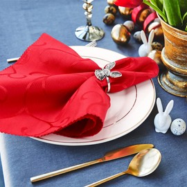 Easter Bunny Rabbit Napkin Rings Set of 12 Boho Retro Spring Wedding Metal Napkin Holders, Happy Easter Farmhouse Home Table Party Decorations, Cute Vintage Silver Head Ear