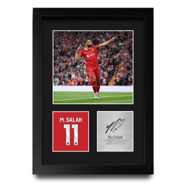 HWC Trading Mo Salah Liverpool Gifts Printed Signed Autograph Picture for Football Fans and Supporters - A4 Framed