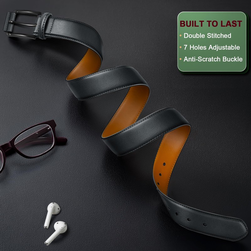 KEMISANT Men Belt-Genuine Leather Belt for Men Dress Casual Golf