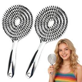 2pcs Cepillo para Cabello Desenredante Cerdas Mixtas Jabalí Para Mujeres