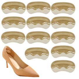 Zorfeter 6 Pair Heel Grips, Anti-Slip Heel Inserts Gel Heel Liners, Self-Adhesive Cushion Pads for Loose Shoes/Blisters Women Men(Beige)