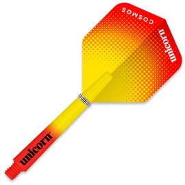 Unicorn Dart Shafts & Flights Set | Gripper 3 Cosmos Comet & UltraFly Combo | Durable Polycarbonate | Red & Yellow | Medium 44.2mm | 3 Stems & 3 Flights