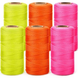 Amylove 6 Roll Mason Nylon String 500 Feet Nylon Braided Twine String Heavy Duty Outdoor Twine Rope Hanging Masonry Lines for Construction DIY Project Gardening(Assorted Colors)