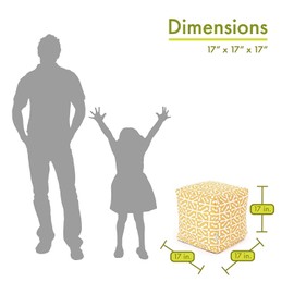 Majestic Home Goods Aruba Indoor/Outdoor Bean Bag Ottoman Pouf Cube, 17" L x 17" W x 17" H, Citrus