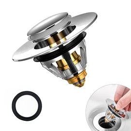 Pop Up Plug Sink With Anti Clogging Strainer, Universal Drain Strainer Sink Plug Closure Drain Fitting for Countertop Sink, Drain Plug for Bathtub (38 - 43 mm)