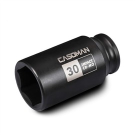 CASOMAN 1/2" Drive x 30 mm Deep 6 PT Impact Socket, CR-MO, 1/2-inch Drive 6 Point Axle Nut Socket for Easy Removal of Axle Shaft Nuts (30MM)…