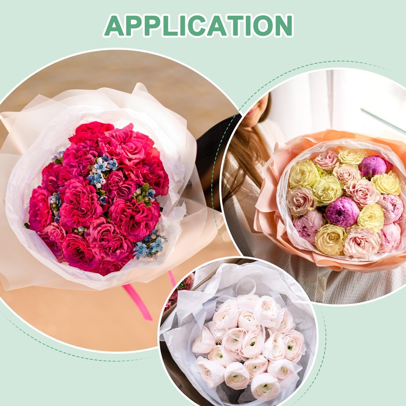 M METERXITY 18-Sheet Flower Wrapping Paper, Waterproof Floral Wrapping Tissue