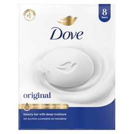 Dove Jabón en barra de belleza original, 8 unidades para una piel suave y lisa, con 1/4 de crema hidratante de 3.75 onzas | Barra de belleza hidratant