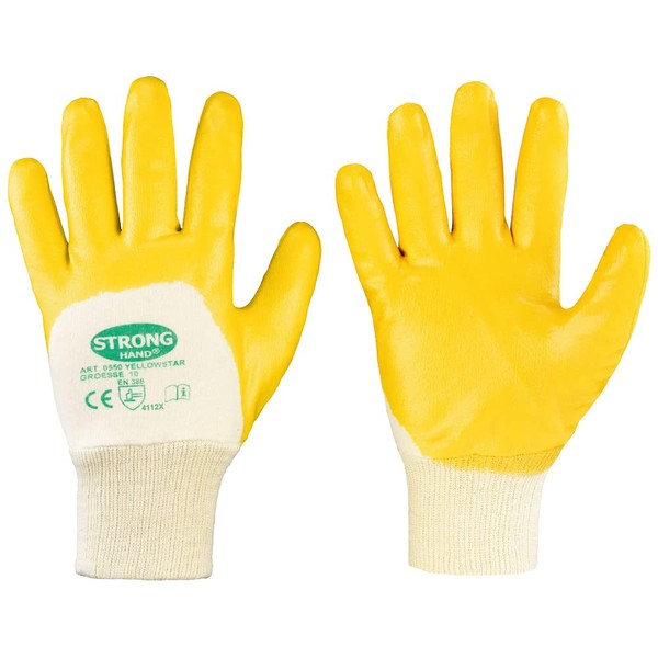 Feldtmann 0550-10H Gloves size 10, YELLOWSTAR NITRILE WITH knitted cuff,