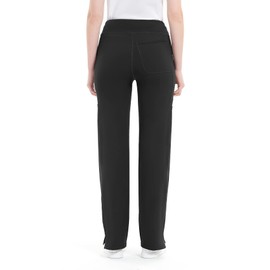 QBK Yoga Scrub Pants Women Mid Rise Yoga Work Pants- Five Pocket Cargo Scrub Pant (Medium, Black-Tall)