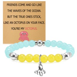 Friendship Beaded Bracelets for Women Funny Best Friend Gift for Her Octopus Lover Sister Long Distance Friendship Gifts Birthday Graduation Stretch Beads Bracelets for Best Friends Bestie Sister