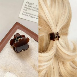 10 PCS Mini Acetic Acid Flower Claw Clips, Non-Slip Cute Hair Clips with Strong Grip, Small Hair Clips for Women, Suitable for Small Claw Clips for Thick Hair & Thin Hair (Flower B)