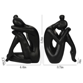 Unique Cast Iron Girl Thinker Bookends, Heavy-Duty Decorative Book Stoppers for Shelves, Creative Home and Office Desk Ornaments, 1 Pair/2 Pieces, 5.9"