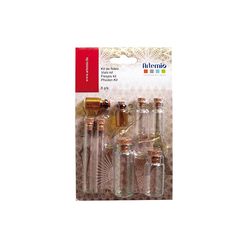 Artemio Oldies Flasks 8/Pkg-1.18 3.35-inch, Other, Multicoloured, 4.15 x 18.25