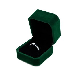 WisePoint Ring Box, Velvet Jewellery Gift Box, Octagonal Jewellery Case, Small for Wedding, Elegant Ring Box for Rings, Stud Earrings, Mini Brooches (Green)