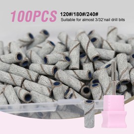 Cnynail 100pcs Small Nail Drill Sanding Bands and 1Pcs Small 3.1mm Sanding Mandrel Bit for Acrylic Nails, Gel Removing, Shaping, Manicures & Pedicures, Professional Nail File Kit (180# Grit)