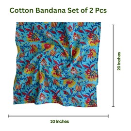 Third Eye Export 100% Cotton Hand Block Printed Black Bandana Head Scarf & Head Wraps Bandanas For Women/Men 20"X20" Inches Pack Of 2 Pcs (Sea Serpent and Darkish Red)