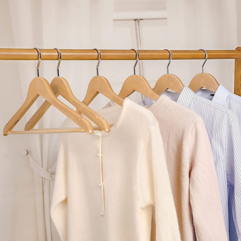 TOPIA Premium Wooden Hangers with Extra Thick Hook and Non