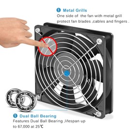 GDSTIME 120 mm Fan AC EC 220 V Fan 120 mm 240 V Fan Dual Ball Bearing 120 mm Case Fan 120 mm Axial Fan 2700 rpm Brushless Cooling Fan for PC Computer Fan Replacement