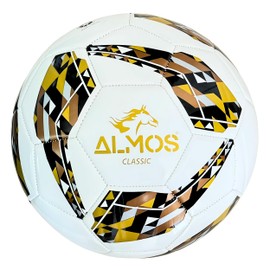 Almos Classic 32 Soccer Ball – for Club Match, Training, Match Performance, Indoor & Outdoor Soccer, Suitable for Grass & Astro | 32 Panel | Size 5 for Youth & Adult Soccer Players, Gold |