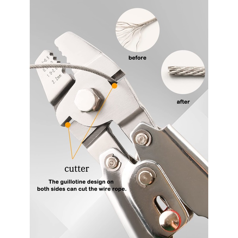 TooTaci Wire Rope Cable Crimping Tool Wire Rope Swager Crimper