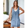 BerryGo Women's Denim V Neck Sleeveless Overall Dress Casual Mini