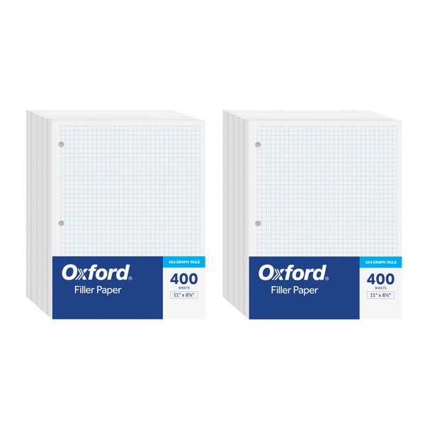 Oxford Filler Paper, 8-1/2" x 11", Graph Rule (4x4), 3-Hole