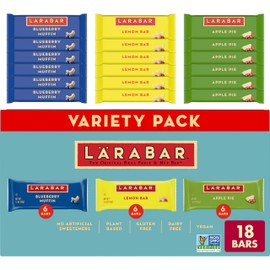 LARABAR Fruit & Nut Bars Variety Pack 18 Count (1.6 oz Each), Blueberry Muffin Lemon Apple Pie, Vegan Gluten Free Dairy Free Plant Based, Granola Snack Bars Breakfast Snacks For Adults