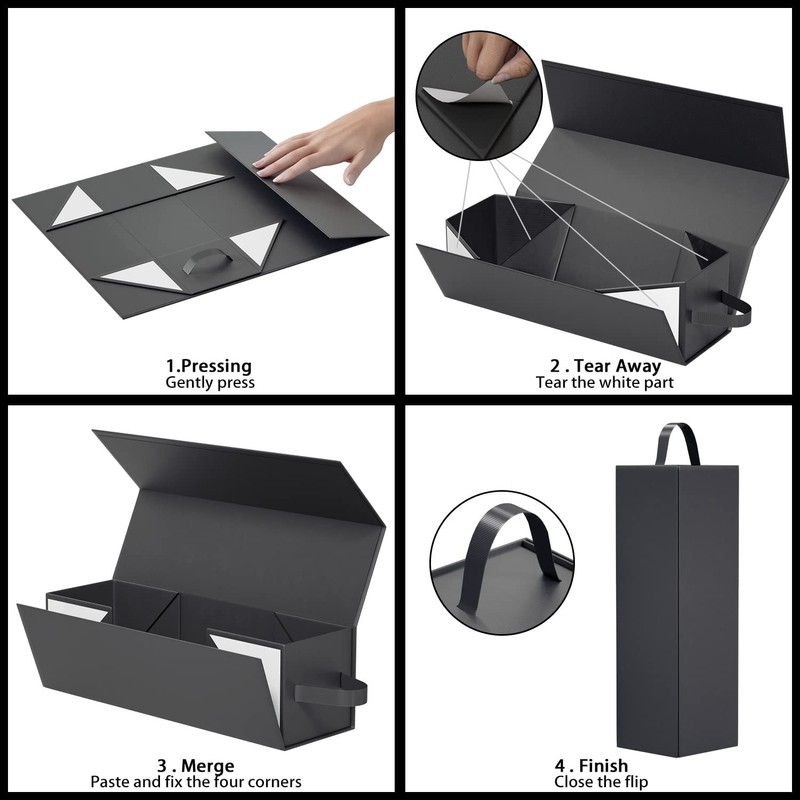 RYDDOY Wine Gift Box, 12.8x3.7x3.7 Inches Black Wine Bottle Boxes