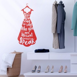 Vinyl Wall Art Decal - Style is A Way to Say Who You are - 35" x 15.5" - Women's Fashion Dress Silhouette Quotes for Home Living Room Bedroom Apartment Indoor Outdoor Decor (35" x 15.5, Red)