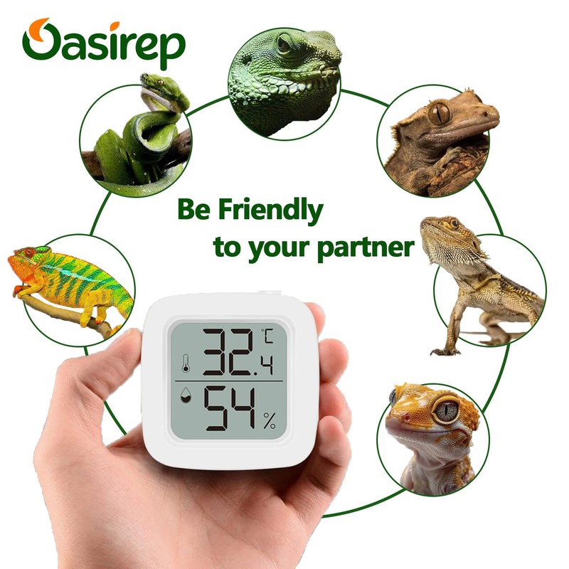 Oasirep Reptile Thermometer and Hygrometer – Fast Accurate LCD Digital