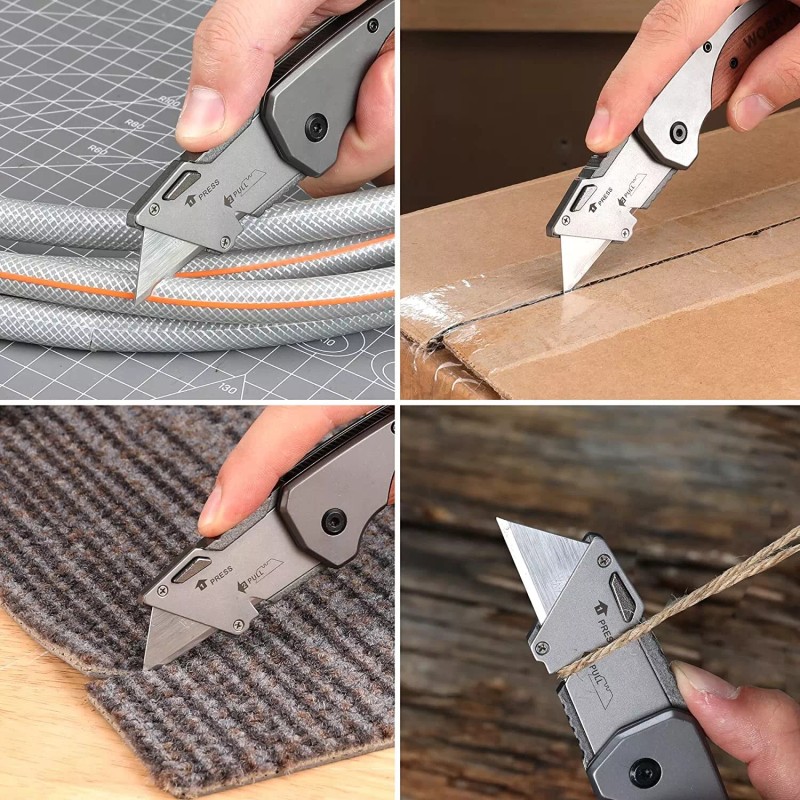 WORKPRO Folding Utility Knife Stainless Steel Head & Liner Lock