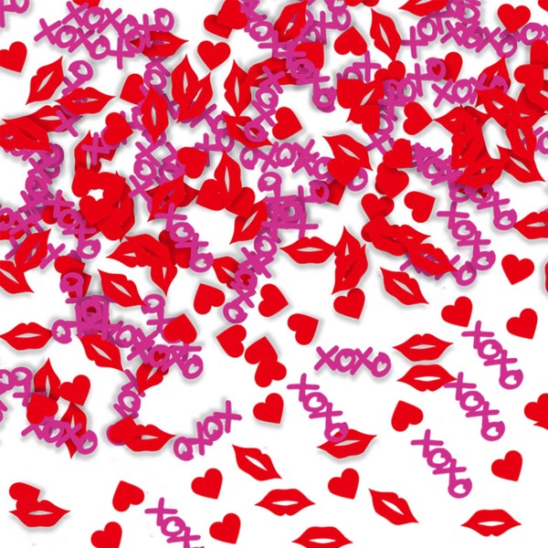mdgfge 200Pcs Valentine's Day Heart Confetti Red Lips Paper Confetti