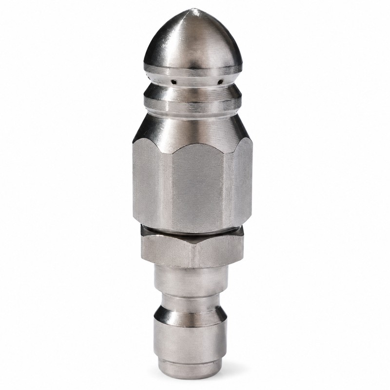 Sewer Jetter Nozzle for Pressure Washer Use – 1/4" Stainless
