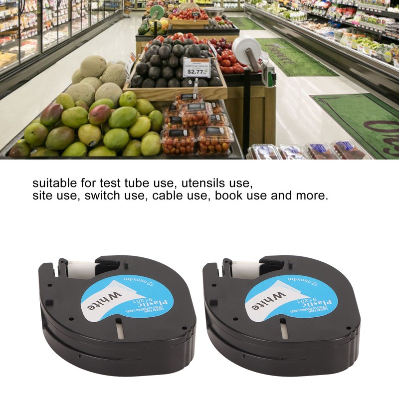 2Pcs Label Maker Tape 12mm Wide 13ft Long Waterproof Oil