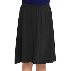 STRETCH IS COMFORT Girl's Knee Length A-Line Skirt Black Large