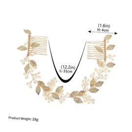 Ipetboom 1pc Bridal Headdress Handmade Pearl Hair Comb Golden for Weddings Prom Ceremonies and Special Occasions Elegant Wedding Hair Accessories