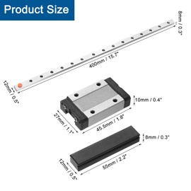 uxcell MGN12 400mm Linear Guide Rail with MGN12H Sliding Carriage Block Bearing Steel and Plastic Mini MGN12 Linear Guide for DIY 3D Printers and CNC Machine, Black