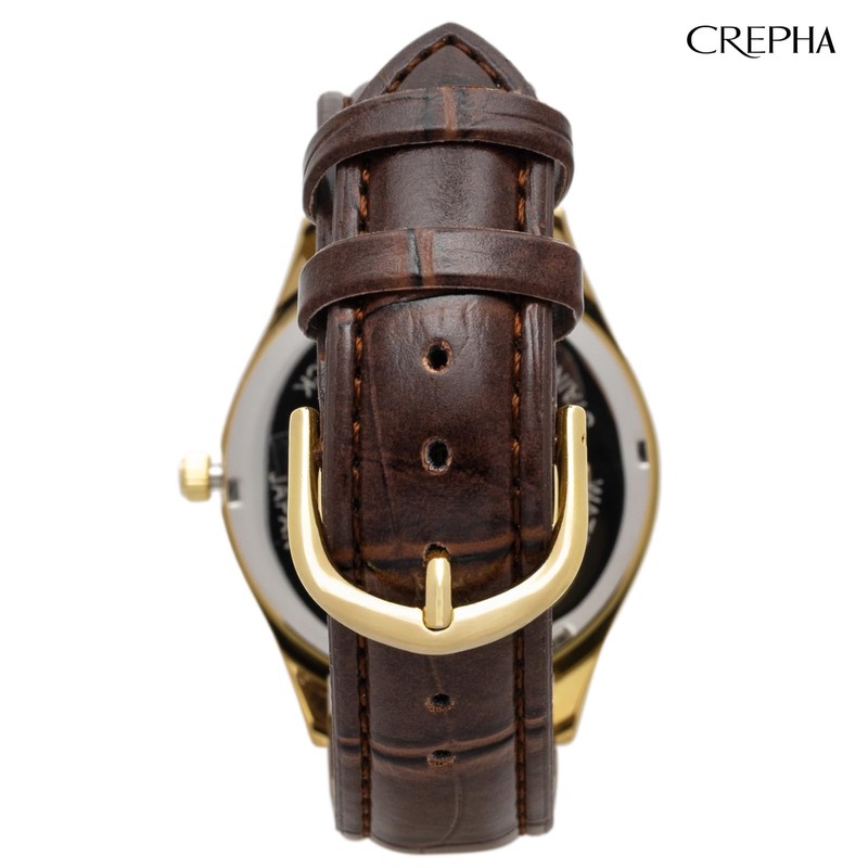 Clefer SD-AM336-WTG Seldika Analog Wristwatch, White Dial, PU Leather Strap,