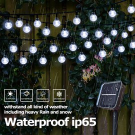 Globe Solar String Lights 29ft 60LED Solar Globe Lights Waterproof 8 Modes Crystal Ball Lighting for Patio Lawn Garden Wedding Party Christmas Decorations (White)