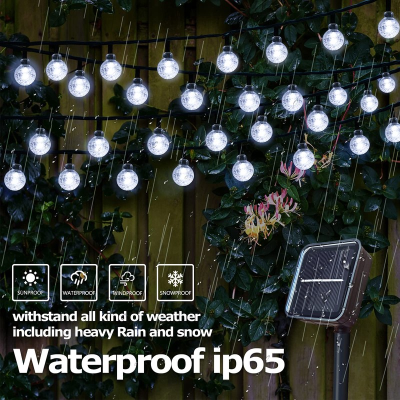 Globe Solar String Lights 29ft 60LED Solar Globe Lights Waterproof