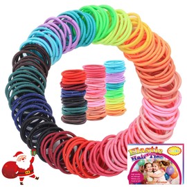 200PCS Elastic Hair Ties for Thin Hair, Small Ponytail Holders for Kids Baby Toddler, Multicolor, Mini No Crease Hair Accessories for Girls, Chirstmas Gifts