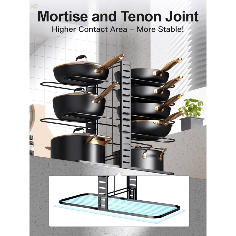 MUDEELA Pots and Pans Organizer Rack under Cabinet 14.55in Height,