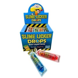 Slime Lickers Drops Sour Liquid Candy – 30 Pack (16 Blue Razz, 14 Strawberry) (120 liquid Packs (4 Boxes)