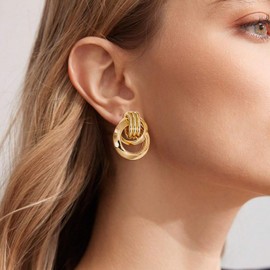 Stocking Stuffers Holiday Outfits for Women 2024 Chunky Gold Earrings for Women Trendy Gold Statement Earrings Gold Knot Earrings Gold Stud Earrings Gold Geometric Drop Earrings Dainty Jewelry Gifts
