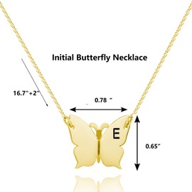 WIGERLON Butterfly Initial Necklace for Women Letter Pendant Necklaces Color Silver and Gold Letter A Gold