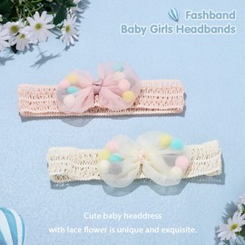 Fashband Baby Girls Hair Bands Elastic Lace Bow Knot Hair Band Soft Hair Accessories for Newborn Toddler Toddler (Pack of 2)
